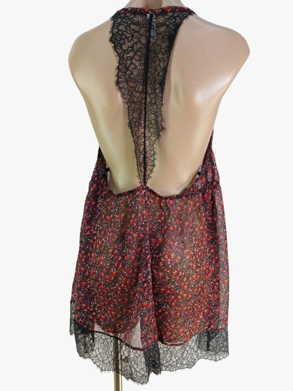 Cacique Floral Babydoll Nighty 4X Lingerie Sheer Lace Kimono Robe Black Red Flor - Picture 4 of 16